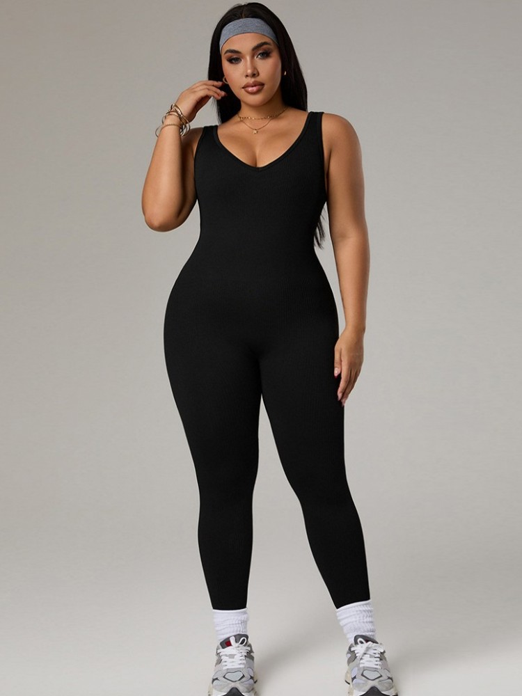 Yoga Fitness Jumpsuit - بدلة رياضية نسائية بمقاسات كبيرة للتمارين