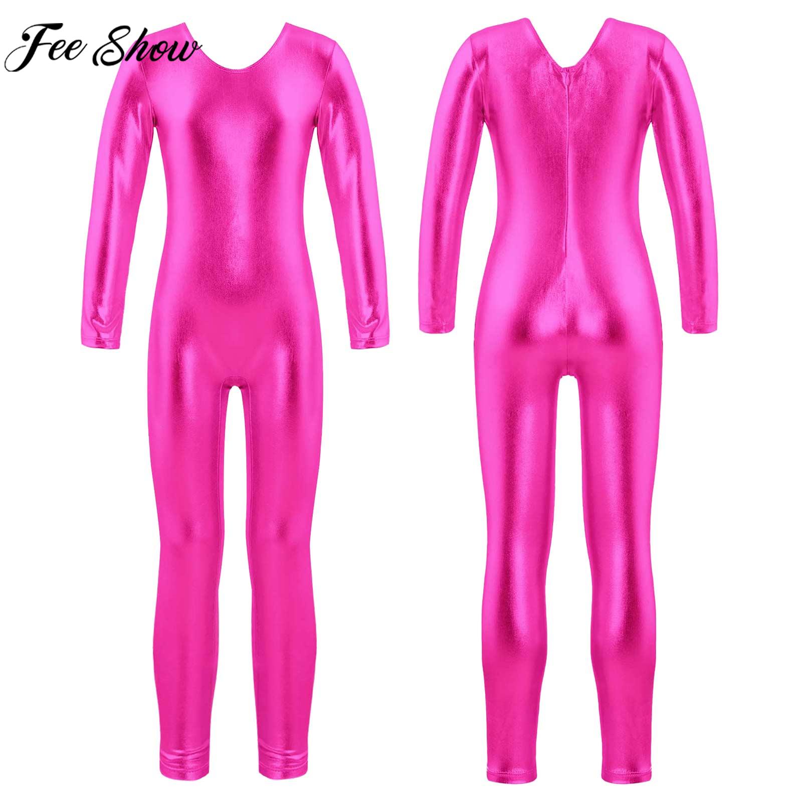Yoga Fitness Jumpsuit - الفتيات سحاب أكمام طويلة البرنز القماش