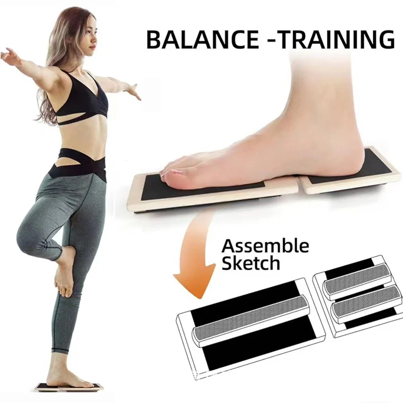 Balance Board Fitness - لوح توازن خشبي لمدرب القدم الواحد