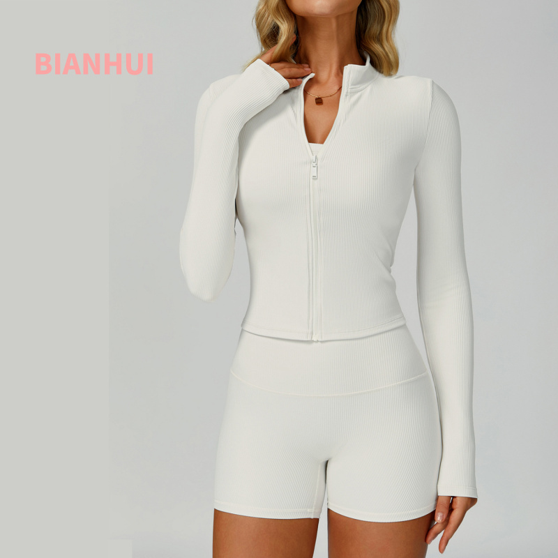 BIANHUI الخيوط الوقوف طوق سليم - مراجعة Yoga Fitness Jacket وسعره