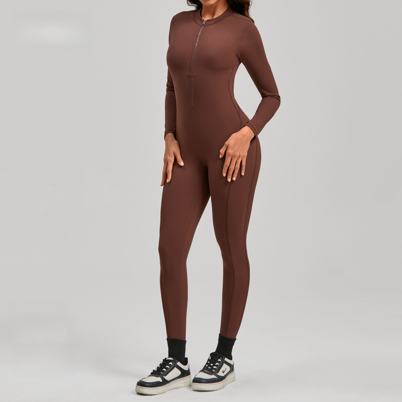 بدلة يوجا نسائية بسحاب وأكمام  - مراجعة Yoga Fitness Jumpsuit وسعره